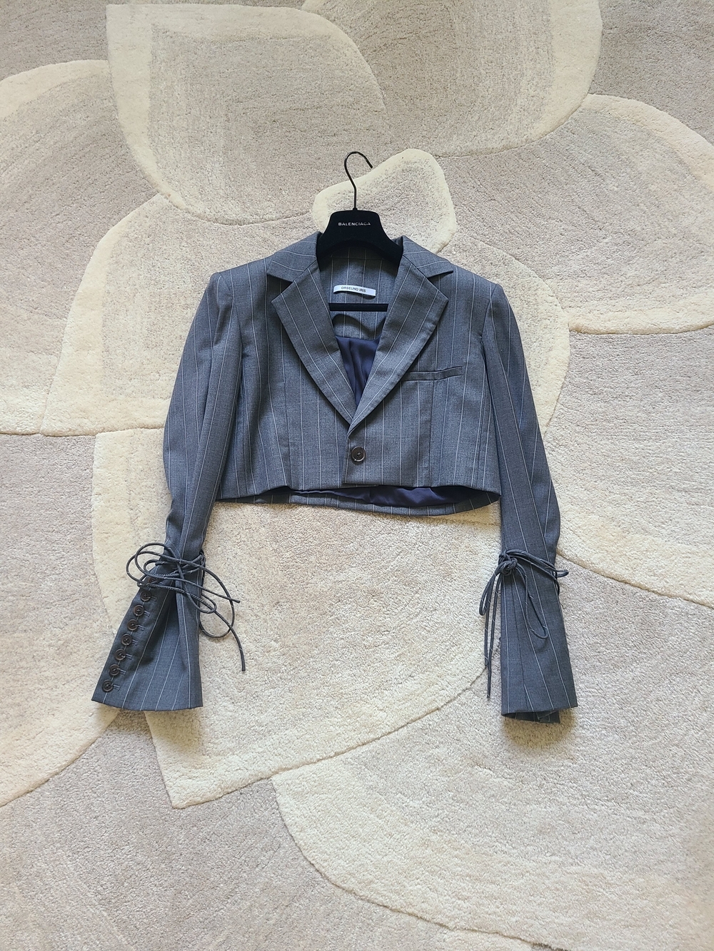 ORSEUND IRIS Box Cropped Wool Blend Pinstripe Blazer - Size XS/Small